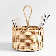 Woven Fiber 8" Flatware Caddy with Handle + Reviews | Crate & Barrel | Crate & Barrel