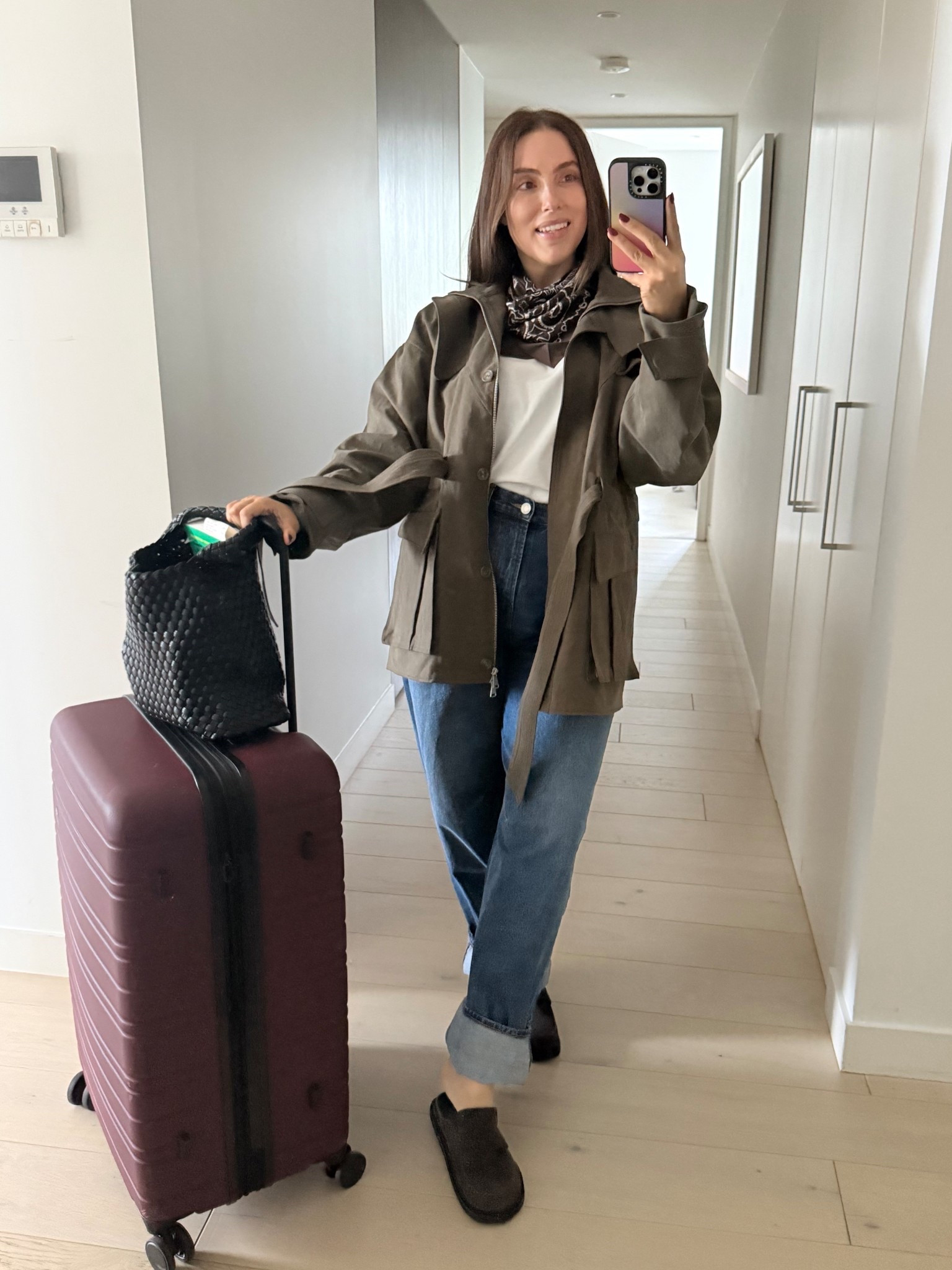 This mornings airport fit check 

Jacket and jeans - Henne (Eva jeans - older style) 
Tee - Cos
Scarf - @levi 
Shoes - Alias Mae 
Handbag - Rylan 
Suitcase - Strand Australiaa

#LTKstyletip #LTKaustralia #LTKautumn