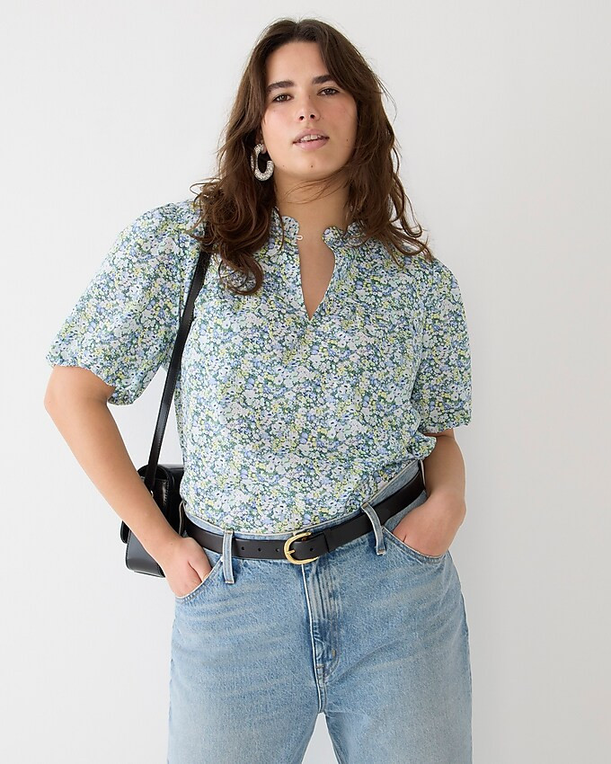 Ruffle-trim short-sleeve top in Liberty® Thorpe Hill fabric | J. Crew US