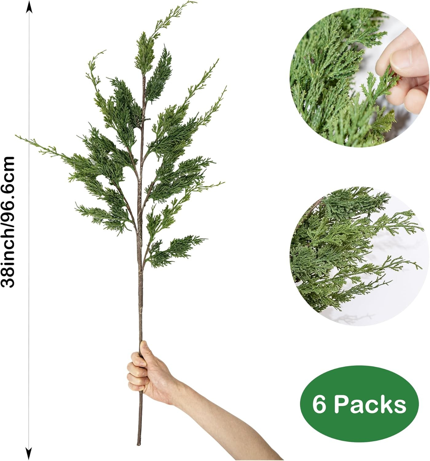 6PCS Christmas Pine Stems, 38” Real Touch Cypress Norfolk Pine Branches for DIY Garland Wreath ... | Amazon (US)