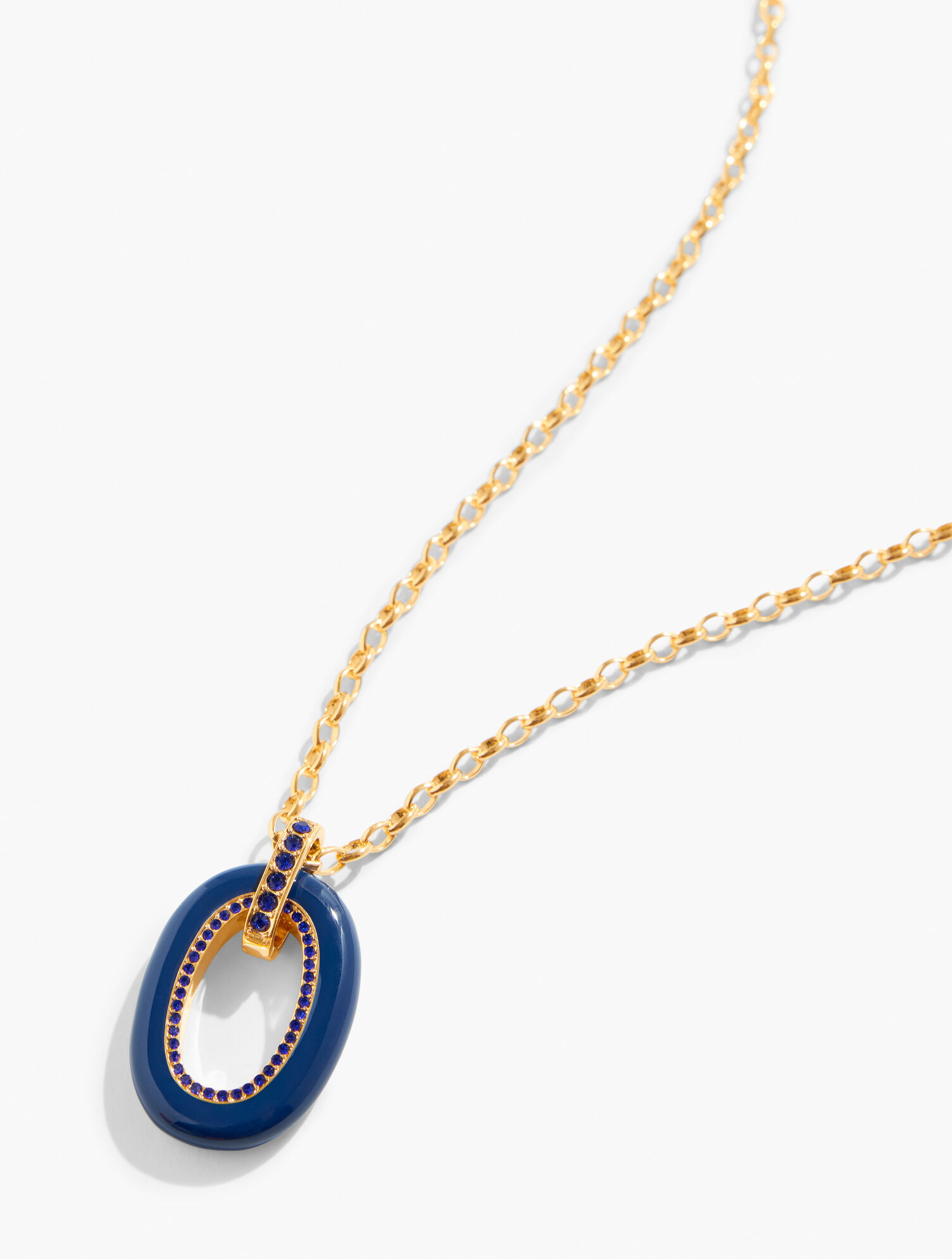 Oval Enamel Pavé Pendant Necklace | Talbots