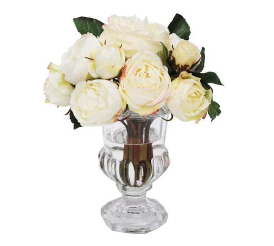 Faux Rose in Flanging Glass Vase | Pottery Barn (US)