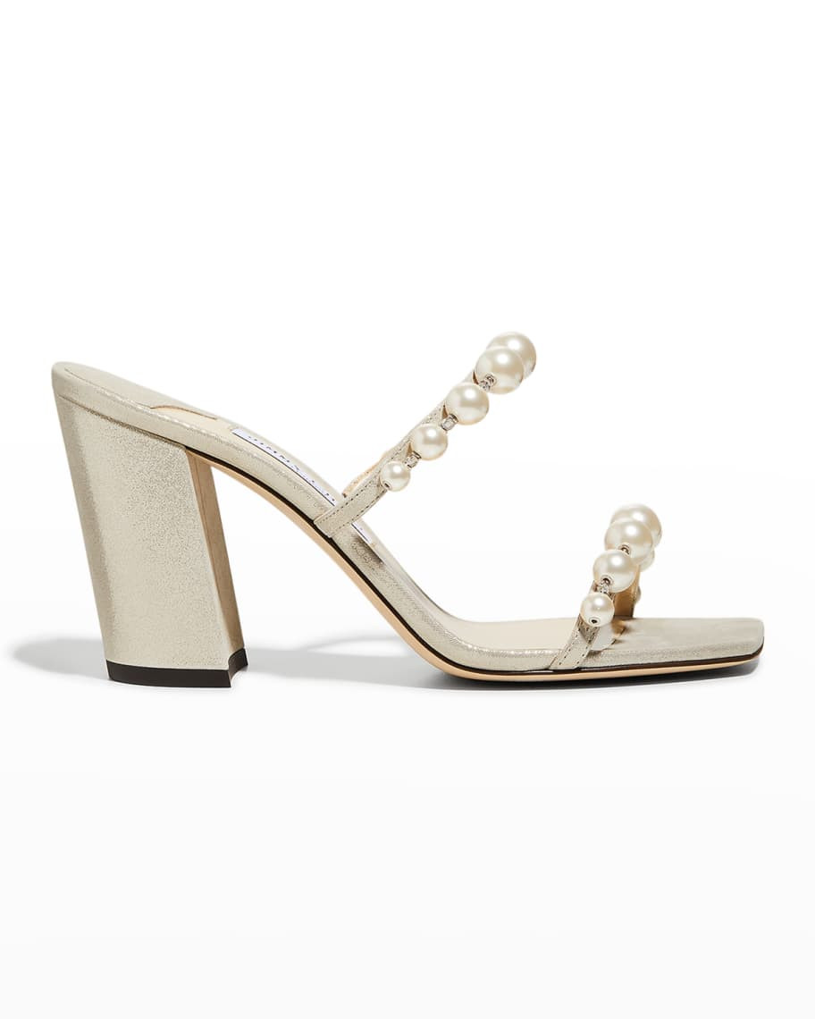 Jimmy Choo Amara Metallic Pearly Two-Band Sandals | Neiman Marcus
