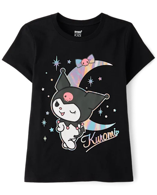 Girls Kuromi™ Holographic Moon Graphic Tee - black | The Children's Place