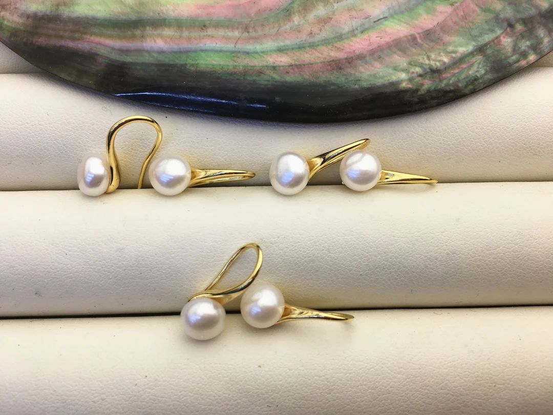 3 Pairs White High-heeled Pearl Dangle Earrings,aaa 6-7mm Pearl,button Round Pearl Earrings for W... | Etsy (US)