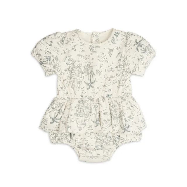 Modern Moments By Gerber Baby Girl Cotton Romper with Waistline Ruffle, Sizes 0/3 Months - 24 Mon... | Walmart (US)