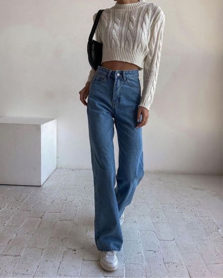 Links below! I love these jeans SO MUCH. Here’s some info from Abercrombie & Fitch’s website: Our new high rise early 2000's-inspired jeans in our lightweight, drapey authentic cotton fabric and our widest leg shape. Features a dark marbled wash and clean hem.  Imported.

#LTKSeasonal #LTKfit #LTKunder100