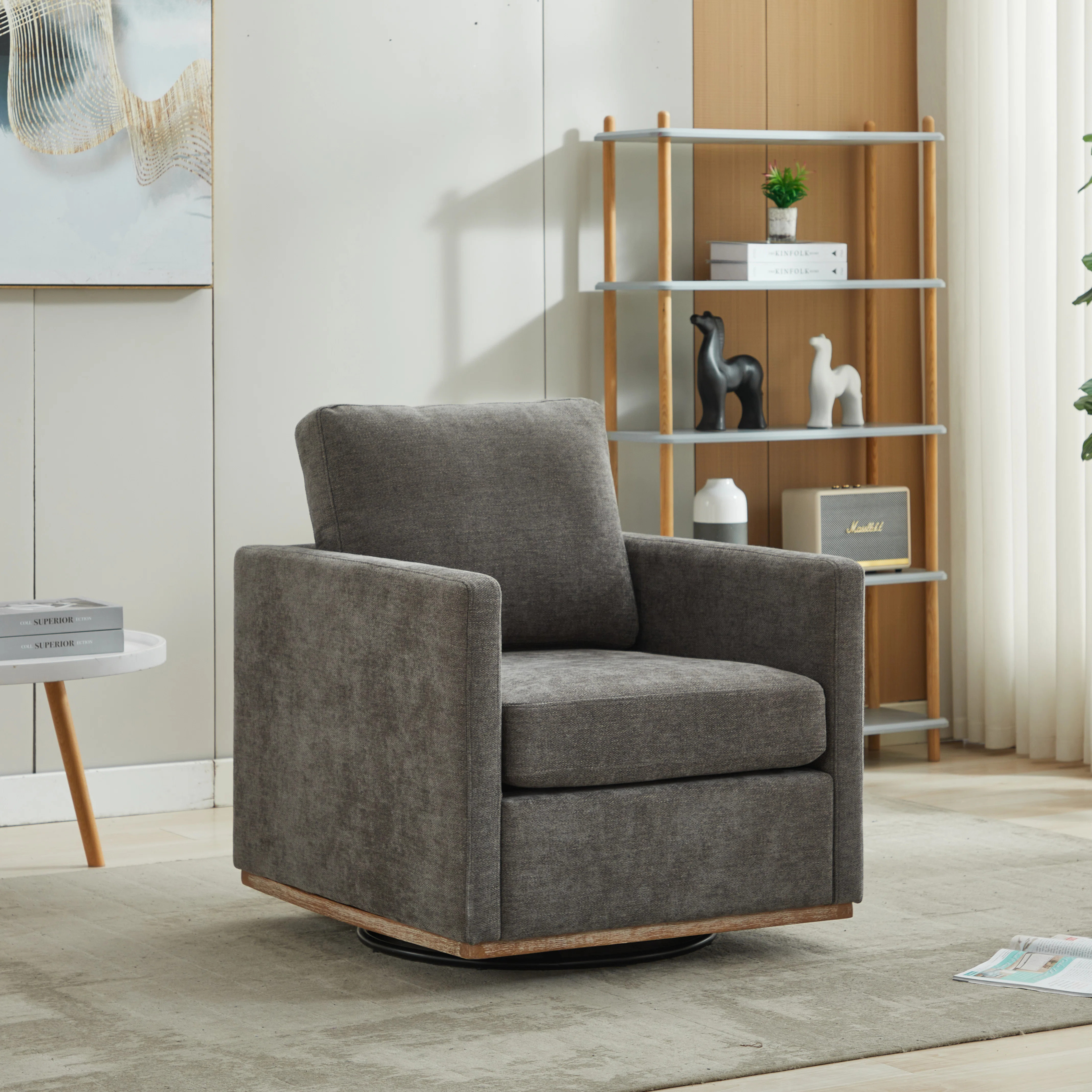 Wide Upholstered Swivel Armchair | Wayfair North America