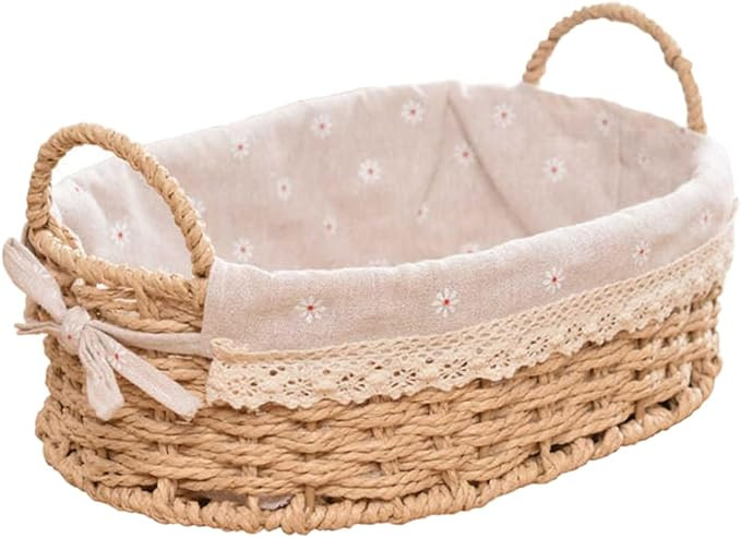 Amosfun Woven Basket Desktop Storage Holder, 12x8.66x4.33 Inch, Handwoven Basket for Cosmetics, K... | Amazon (US)