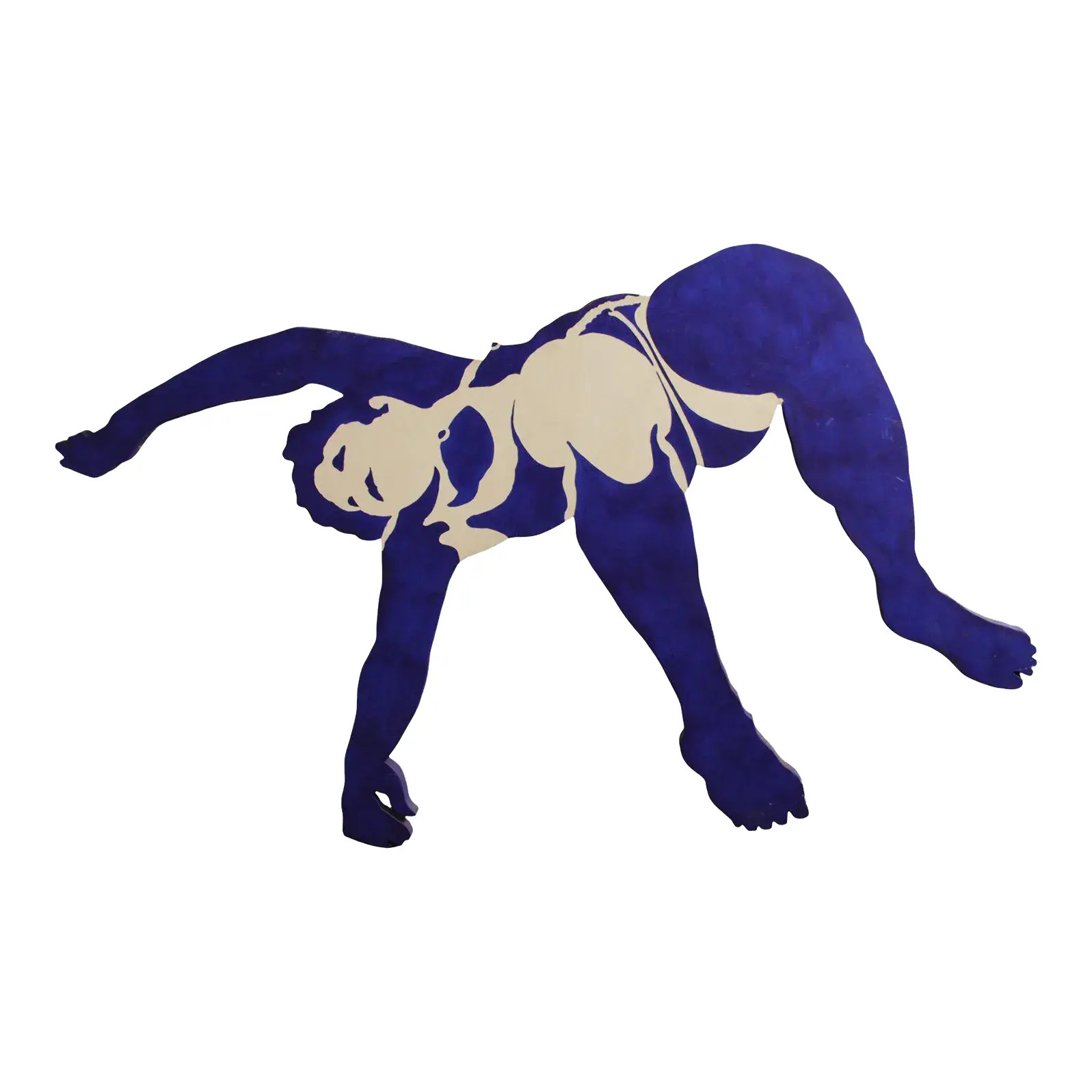 Frank Herz 1970s Blue Nude Dancer Sculptural Painting | Chairish