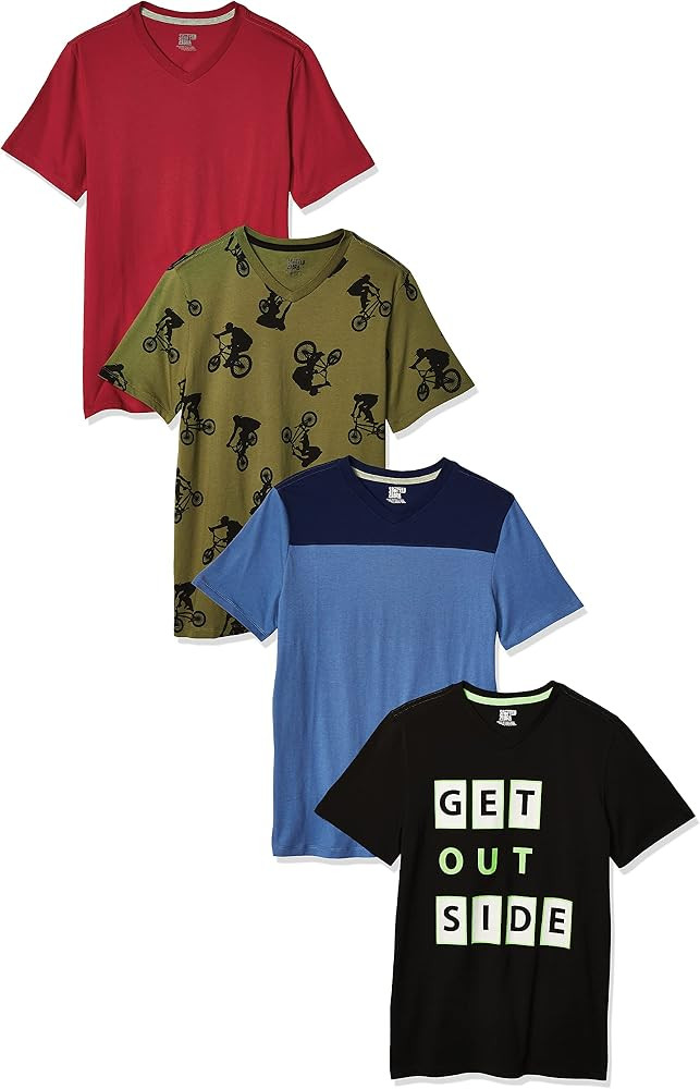 Spotted Zebra Boys and Toddlers' Short-Sleeve V-Neck T-Shirts, Multipacks | Amazon (US)