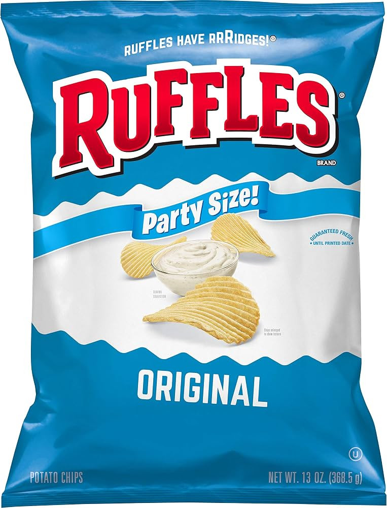 Ruffles Potato Chips, Original, 13oz Party Size Bag | Amazon (US)