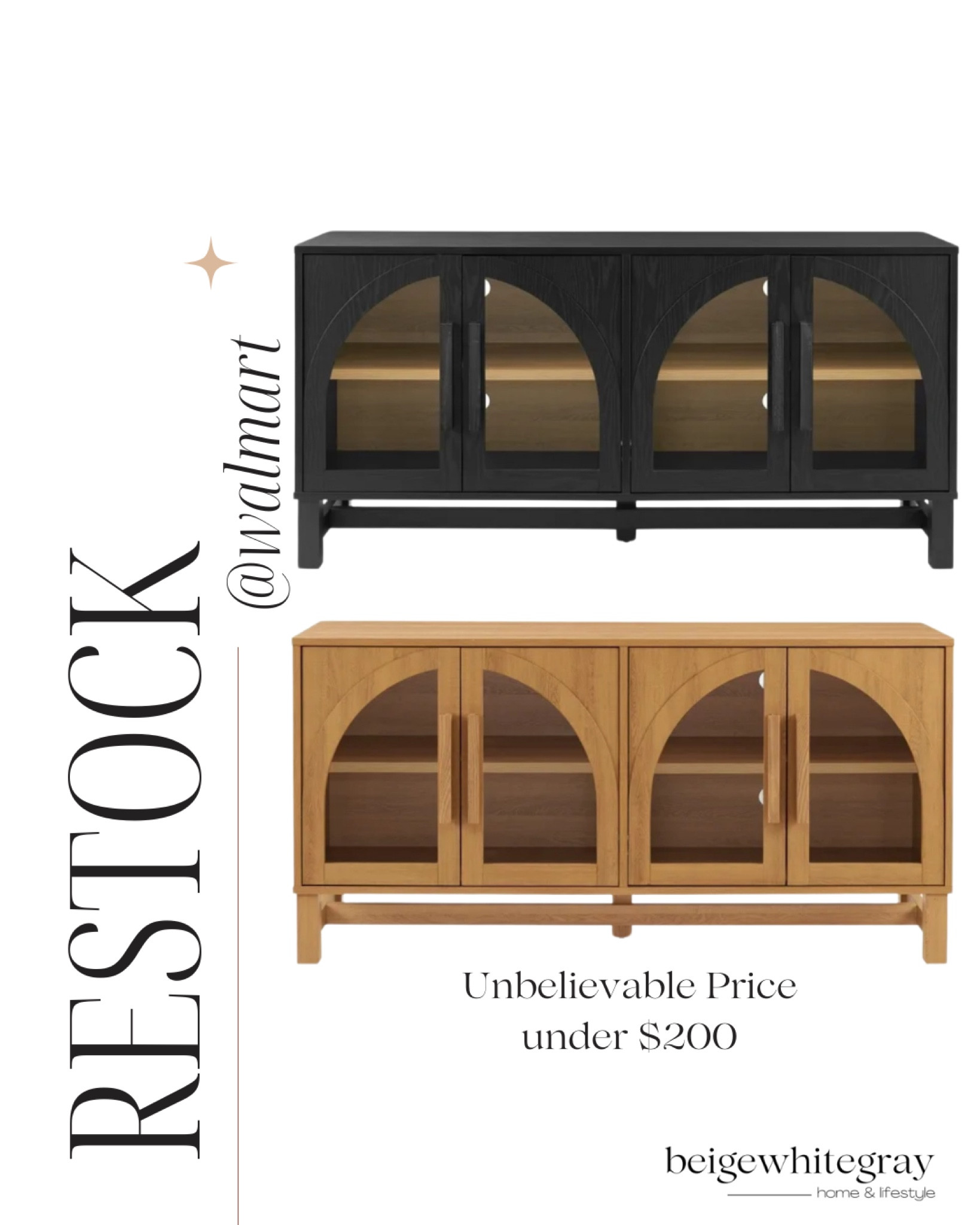 Restock alert!! The viral cabinet is back is back in stock and the price is unbelievable! Under $200! Use it as a media console or as a sideboard! 

#LTKHome