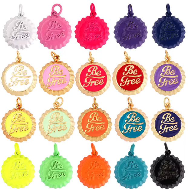 Be free Coca Beverage Bottle Cap Enamel Charm Neon Pink Orange Red Pendant Oil Dropped,Necklace B... | AliExpress (US)