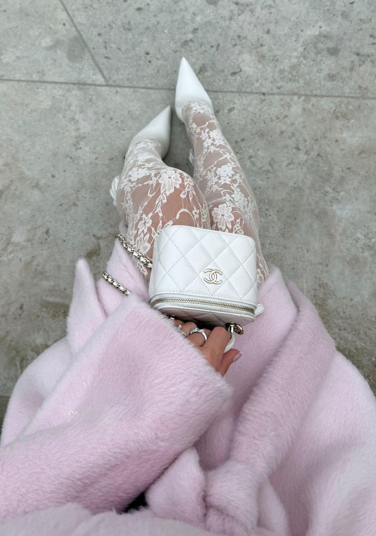 Pinterest inspo to real life. Amazon lace tights. White heels. Pink wool coat  

#LTKgrwm #LTKootd #LTKSeasonal