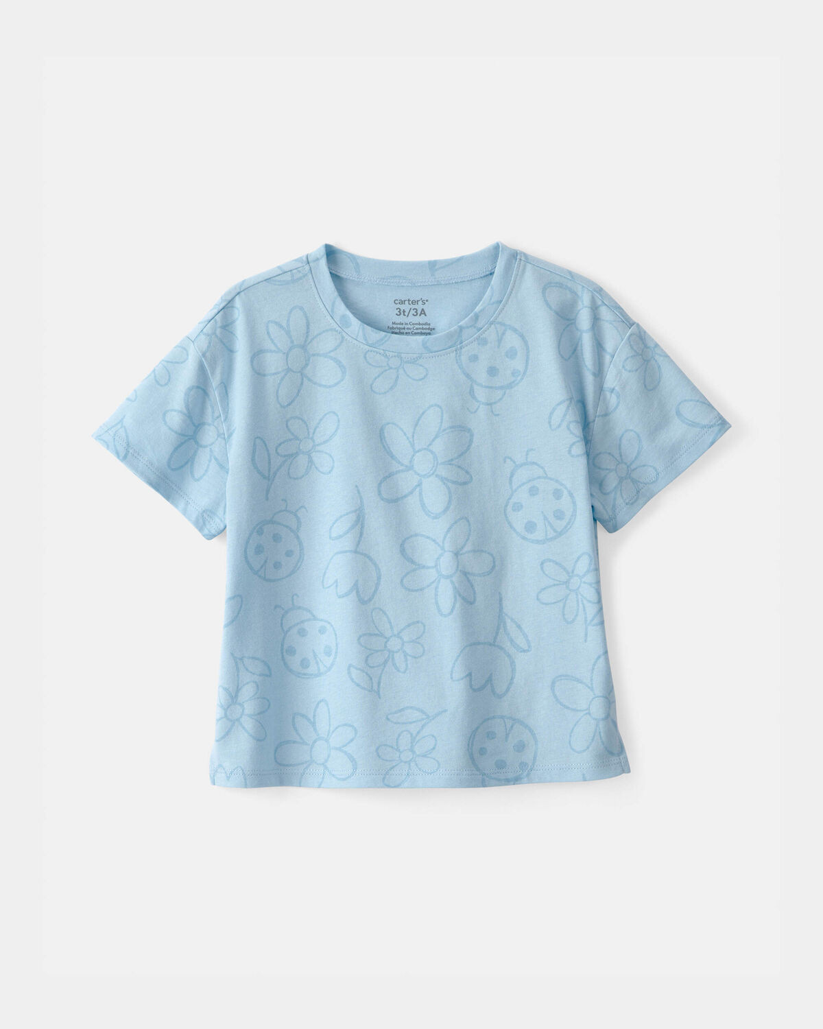Toddler Girl Ladybug Floral Top - Blue | Carter's | Carter's Inc