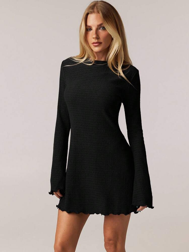 SHEIN Forever 21 1pc Women Casual Solid Color Elegant Flared Sleeve Dress, Spring/Summer | SHEIN