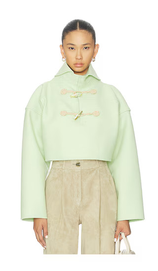 Boxy Cropped Vareuse Jacket in Almond Green | Revolve Clothing (Global)