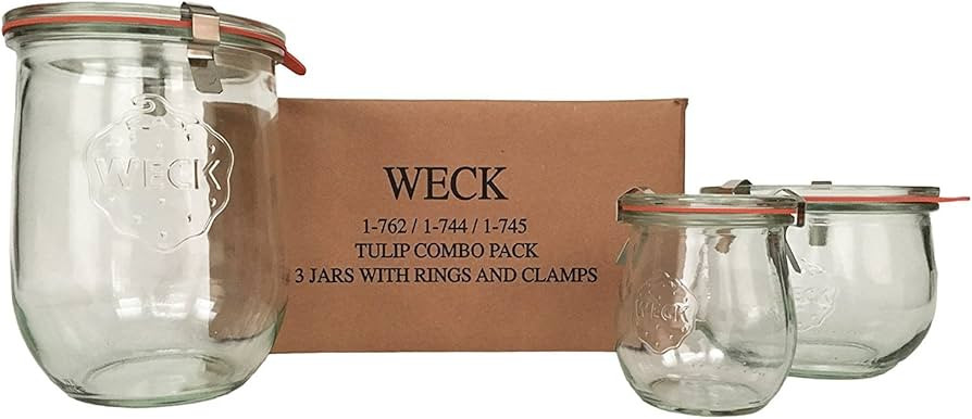 Amazon.com: Weck Tulip Jar Combo Pack- (1) 762, (1) 744, (1) 745, (3) glass lids, (3) rubber ring... | Amazon (US)