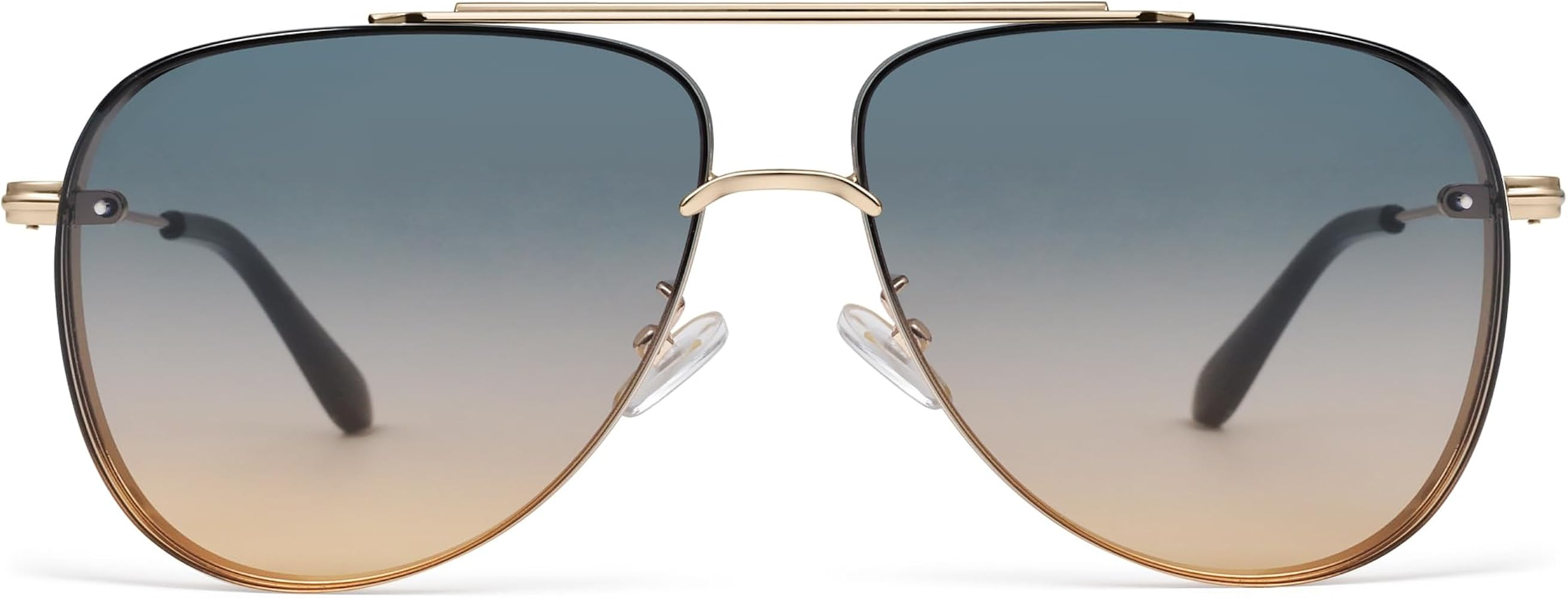 Retro Aviator Sunglasses for Women Mens Double Bridge 70s Shades AP3738 | Amazon (US)