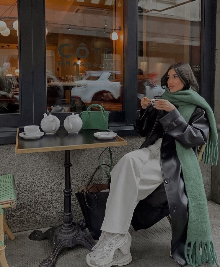 Winter outfit 
Black leather coat
White pants
Green bag
Green scarf
White dad sneakers 
Black tote


#LTKCyberWeek #LTKTravel #LTKStyleTip