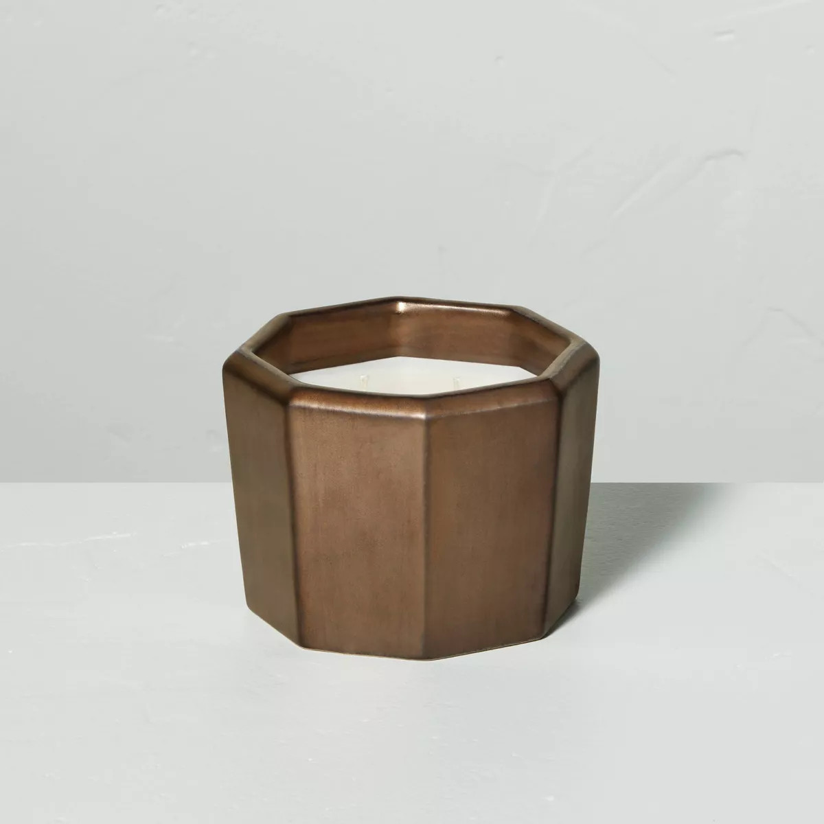 Octagonal Ceramic Cashmere & Suede Fall Jar Candle Metallic Bronze - Hearth & Hand™ with Magnol... | Target