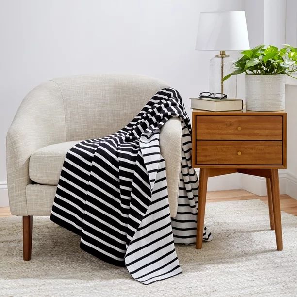 Gap Home Easy Stripe Knit Organic Cotton , 50" x 60", Black - Walmart.com | Walmart (US)