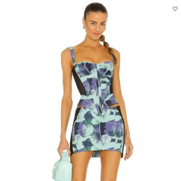 Miaou | Corset Skirt in Azul Print | Poshmark