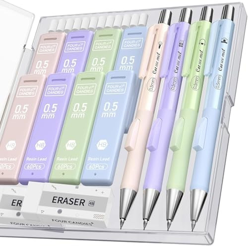 Four Candies Cute Mechanical Pencil Set with Case, 0.5 mm | Amazon (US)