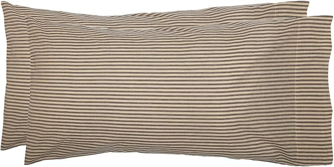 VHC Brands Ticking Stripe King Pillow Cases, Charcoal Gray, 21x40, Set of 2 | Amazon (US)
