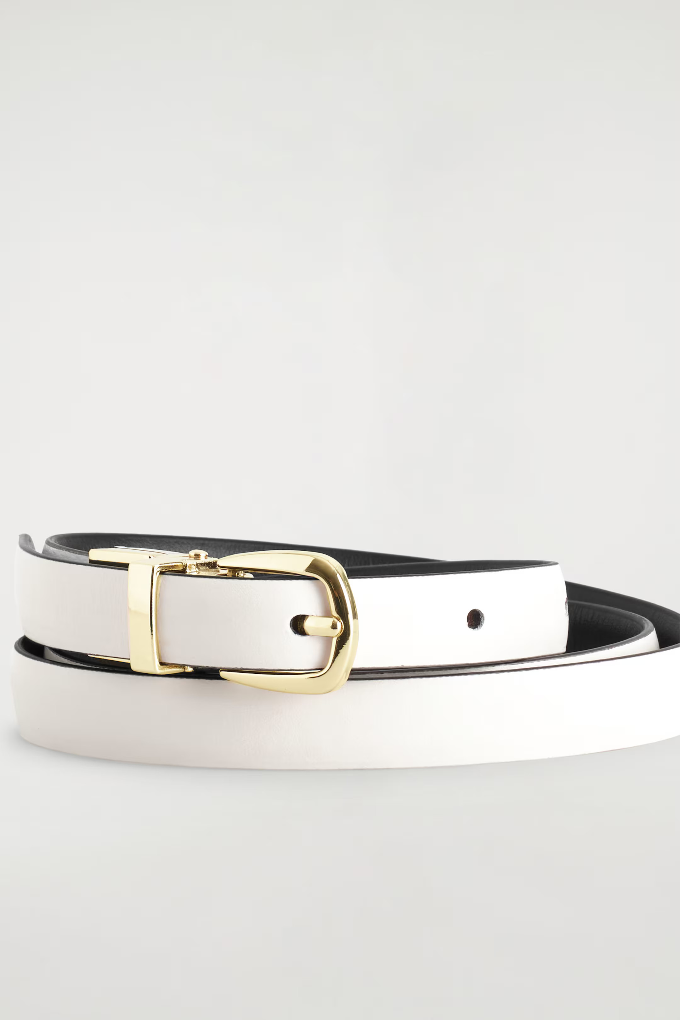 REVERSIBLE SLIM LEATHER BELT - WHITE / BROWN | COS | COS UK