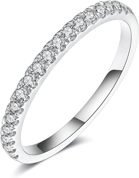 IMOLOVE Moissanite Wedding Band for Women, D Color VVS1 Moissanite, Half Eternity Band, Stackable... | Amazon (US)