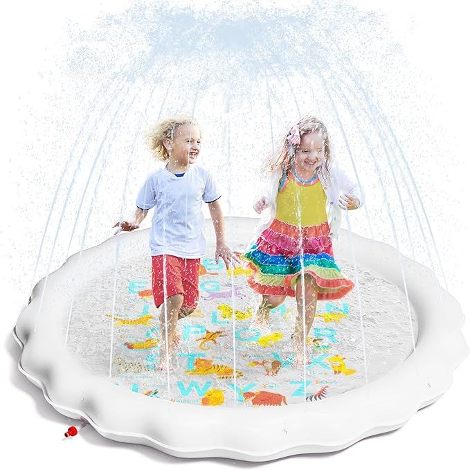 QPAU Splash Pad, 67" Non-Slip Kids Splash Pad  for Outside, Sprinkler for Kids Outdoor Play Mat, ... | Amazon (US)
