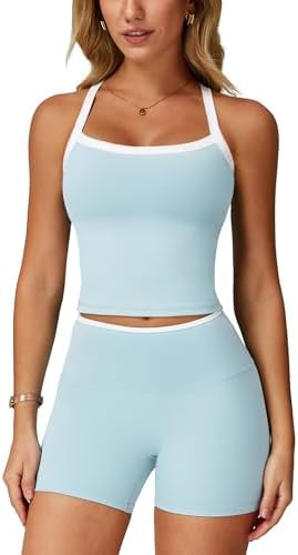 ABOCIW Workout Sets for Women 2 Piece Padded Sports Bra Tank High Waist Booty Gym Shorts Active Y... | Amazon (US)