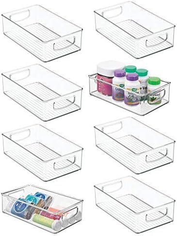 mDesign Plastic Stackable Storage Organizer Container Bin with Handles for Kitchen, Pantry, Bathr... | Amazon (US)