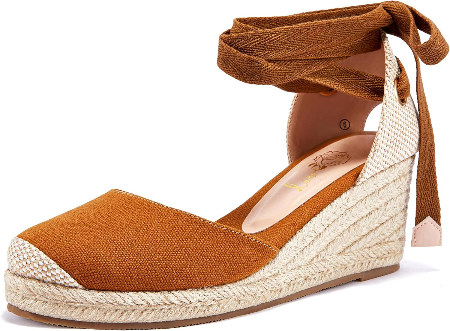 Ruanyu Womens Platform Espadrille Sandals Lace Up Closed Toe Summer Wedge Sandals | Amazon (US)