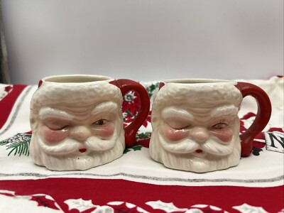 Vintage Winking Santa Mug Lot Of 2 - 50s 60s Kitschy Christmas Ceramic Cup Japan | eBay US