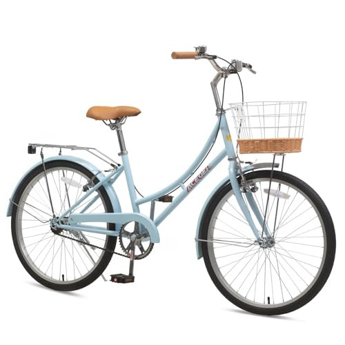 Bixike Retro Design Girls Bike 14 16 18 Inch Cruiser Bicycle with Basket & Training Wheels for 3-13 Years Old Kids, 20 24 26 Inch with Kickstand for Youth Over 6 Years Old, Multiple Colors | Amazon (US)
