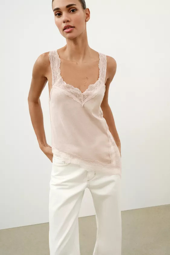 ASYMMETRIC RUSTIC LACE TOP | Zara US