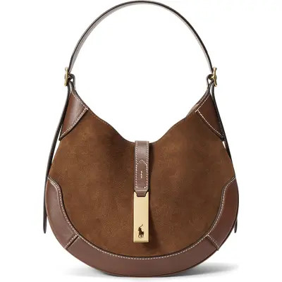 Polo Ralph Lauren Small Suede & Leather Shoulder Bag in Cinnamon/Cuoio at Nordstrom | Nordstrom