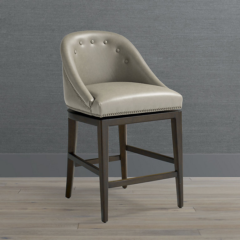Madera Bar & Counter Stool with Memory Swivel & Brass Nailhead Trim | Frontgate