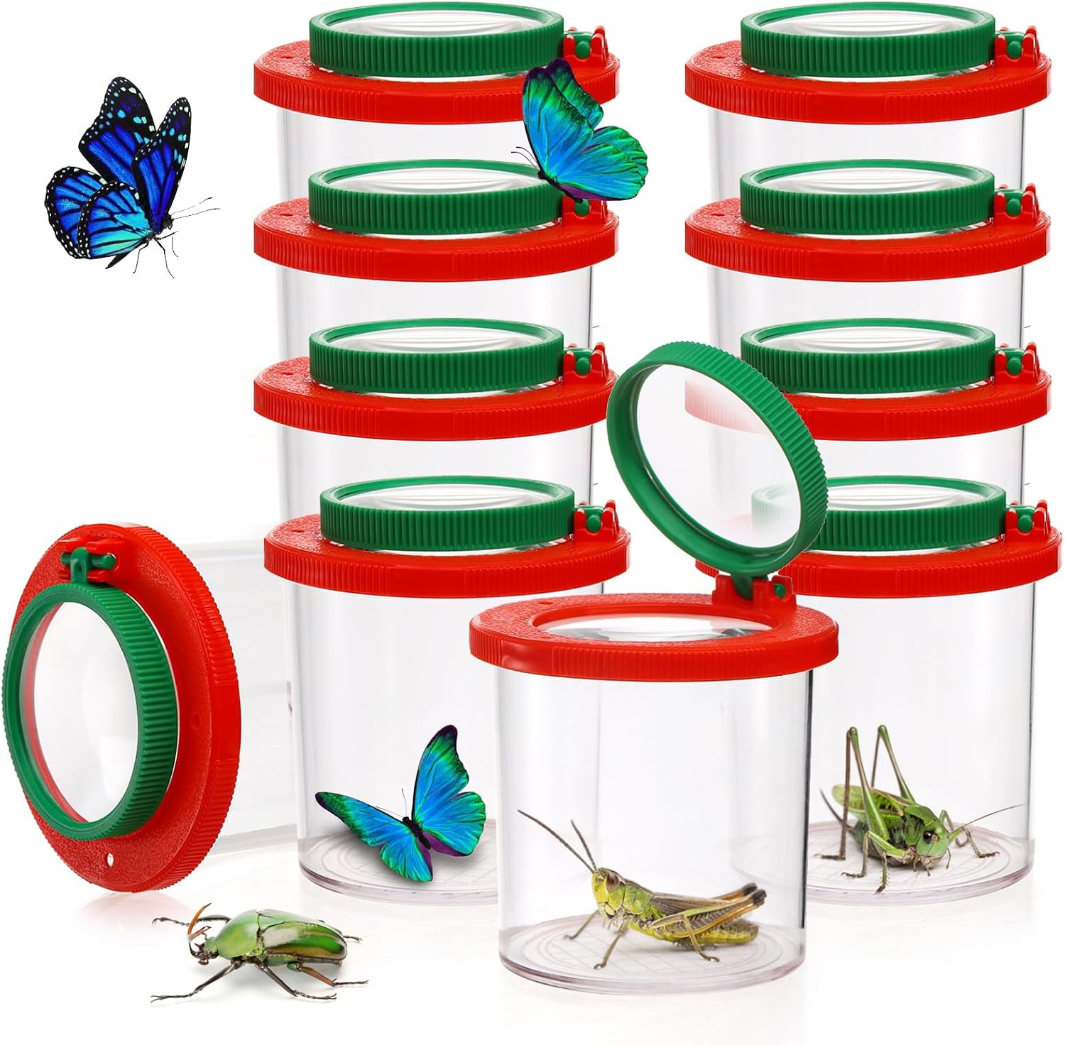 Coloch Set of 10 Insert Bug Viewer for Kids, Magnifying Insect Box with Fake Spider, Bug Magnifie... | Amazon (US)