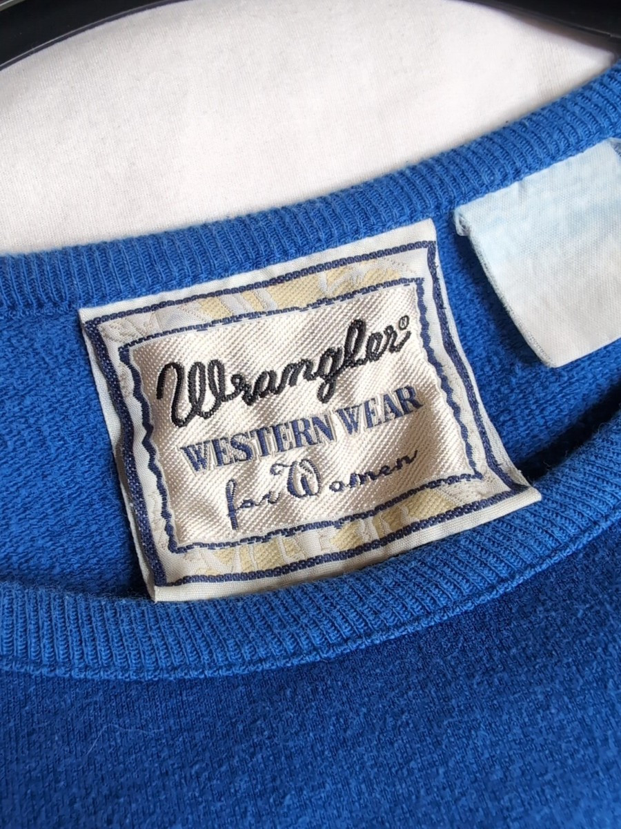 Wrangler Vintage 90s Crop Royal Blue Sweatshirt Womens Size Medium   | eBay | eBay US