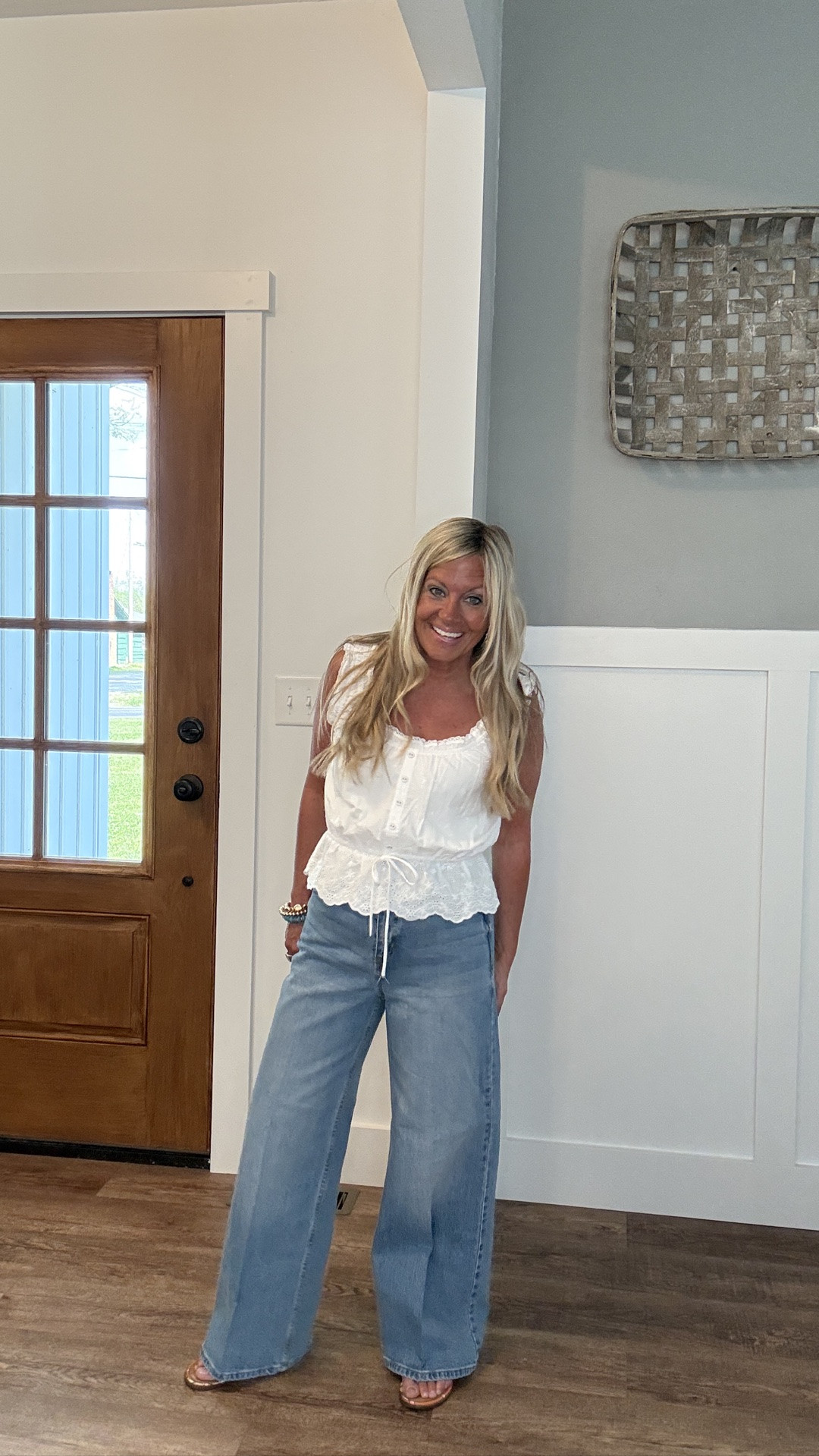 Perfect Summer Outfit
White button front Boho style tank from @Target 
Wide leg jeans under $30 in 🔗 
Accessories from @Target

#LTKootd #LTKPetite #LTKSaleAlert