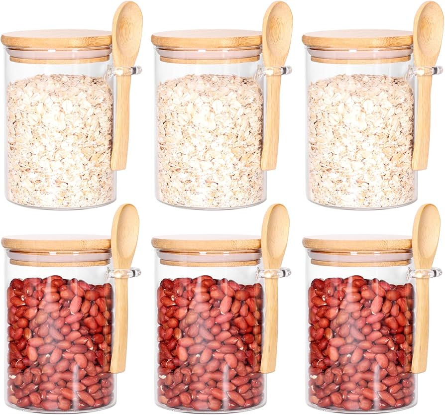 CZFWin Glass Containers with Bamboo Lids and Wooden Spoons, 17 OZ Overnight Oat Jars with Lids an... | Amazon (US)