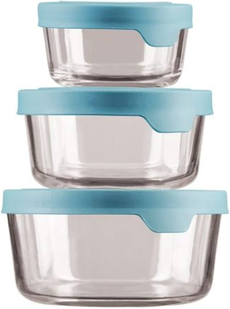 Anchor Hocking TrueSeal Round Glass Food Storage Containers with Airtight Lids, Mineral Blue, 6 P... | Amazon (US)