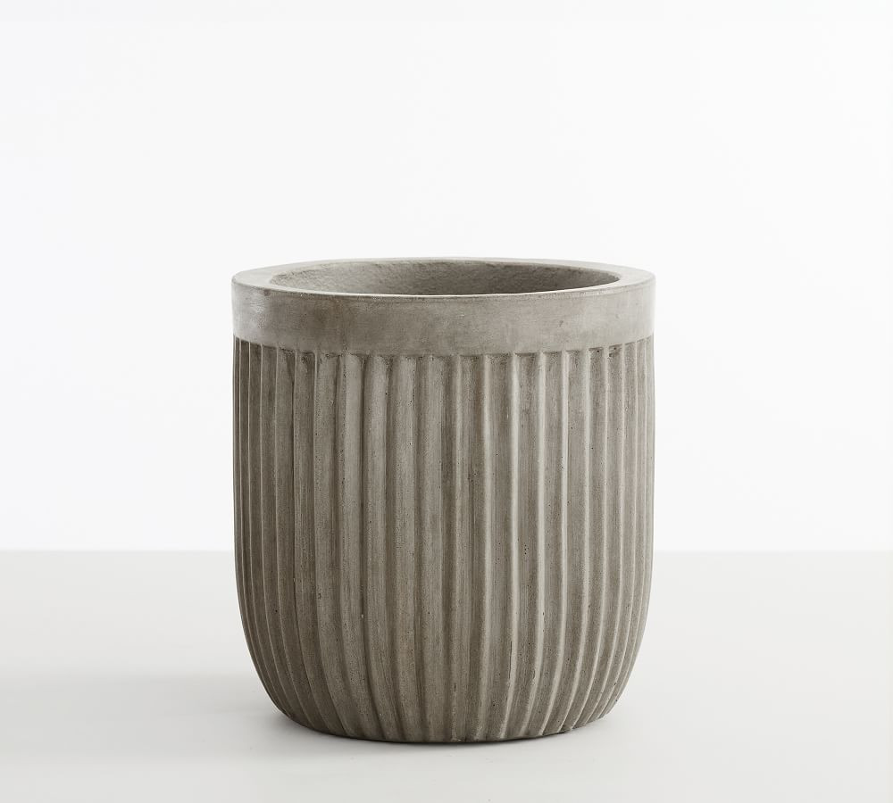 Concrete Fluted Planter, Grey, 11.81&amp;quot; Diam. x 11.81&amp;quot; H | Pottery Barn (US)