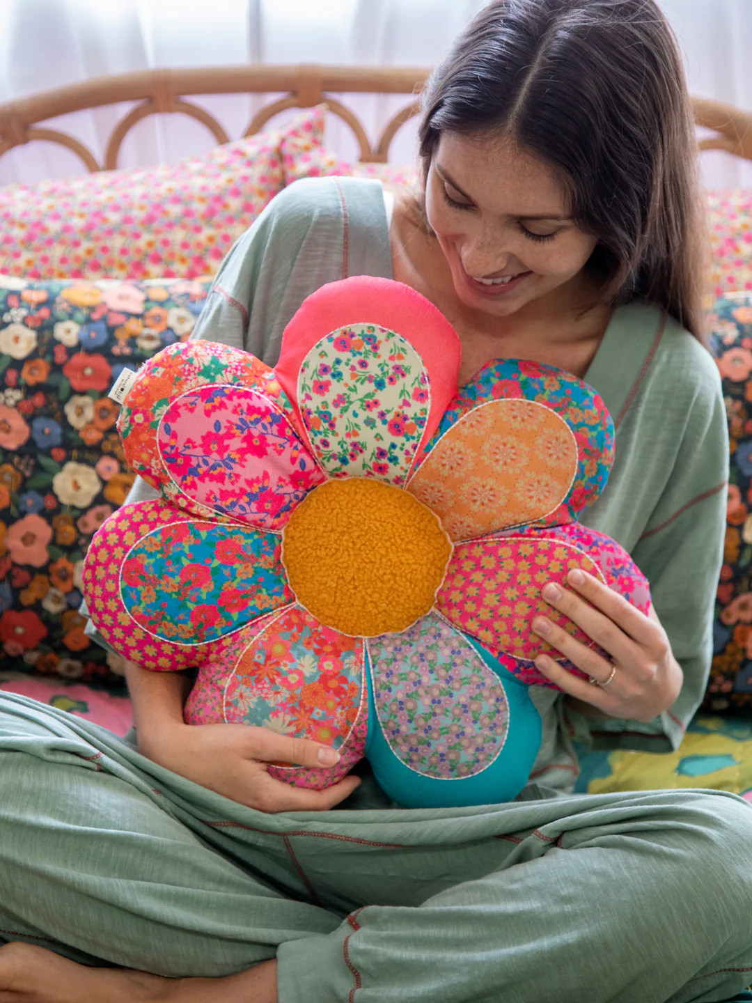 Whimsy Patchwork Pillow - Flower | Natural Life