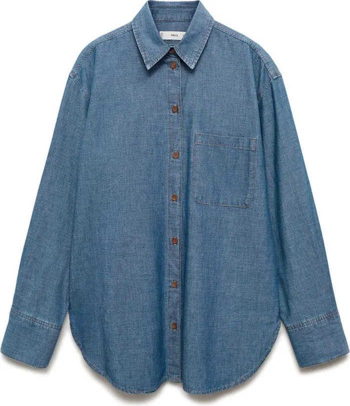 MANGO Nonstretch Denim Button-Up Shirt | Nordstrom | Nordstrom