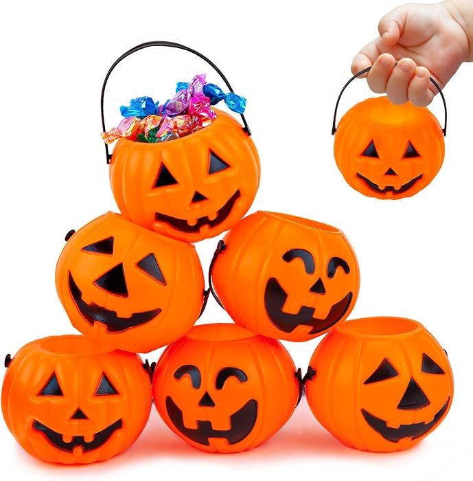 3 Otters 12PCS Mini Halloween Pumpkin Buckets, Small Pumpkin Candy Buckets | Amazon (US)